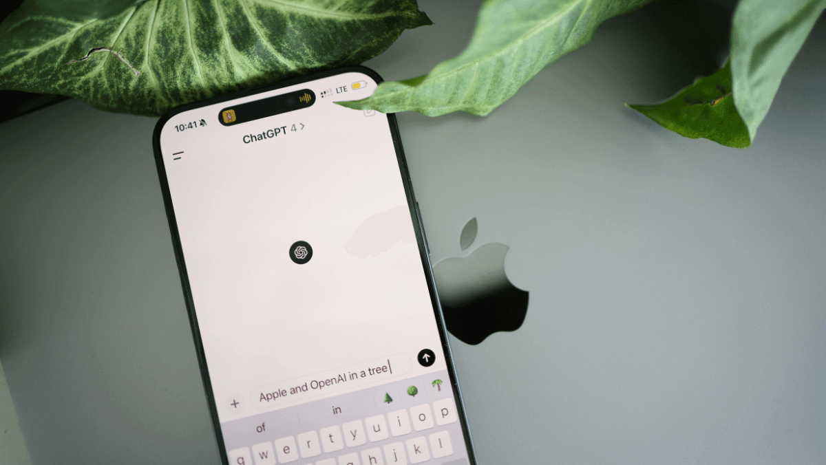 Mobilskärm när ChatGPT chat syns.