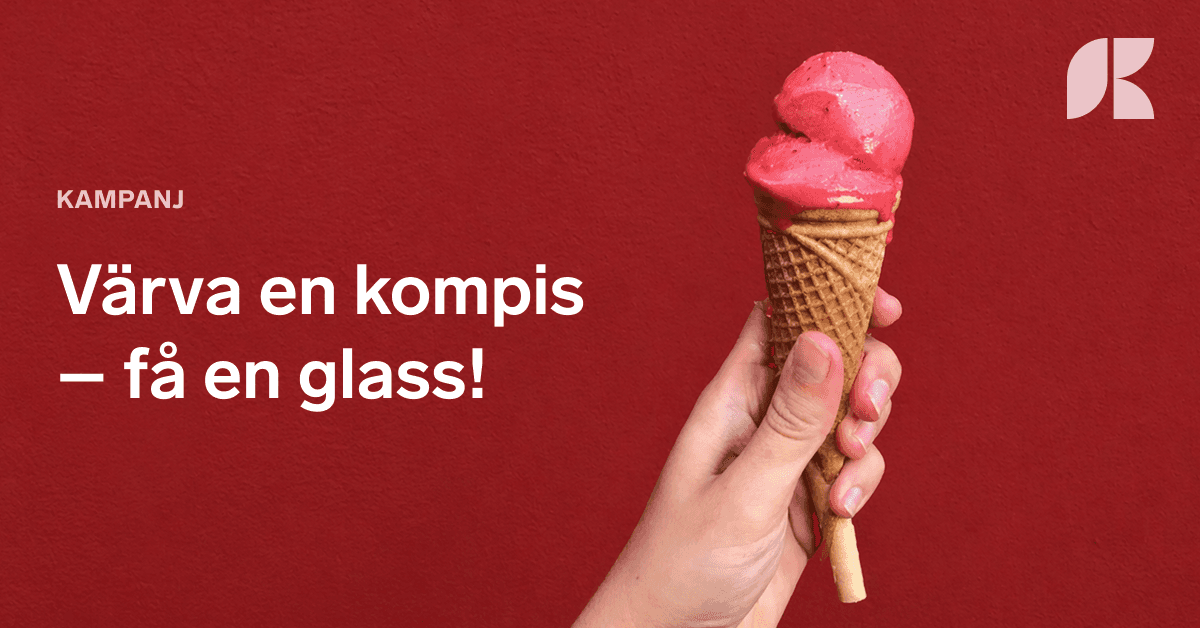 En hand om håller i en glass med budskapet "Kampanj, värva en medlem – få en glass"